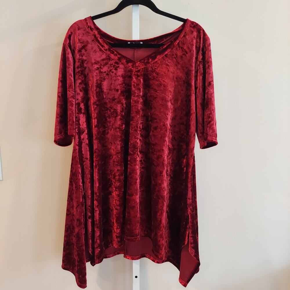 Vintage Spin USA Crushed Velvet Asymmetrical‎ Tunic Top Plus Size 2X Whimsigoth